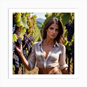 Beautiful Woman In Vineyard 1 Art Print