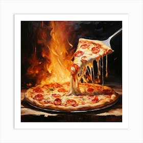 Pizza On Fire 1 Art Print