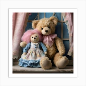 Rag Doll And Teddy Bear Friendship Art Print