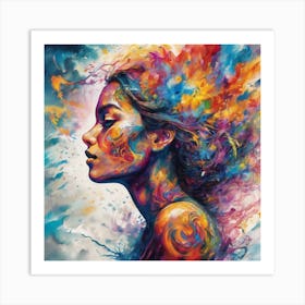 Woman With Colorful Hair Art Print