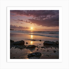 Sunset On The Beach 1 Art Print