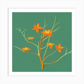 Orange Flowers On A Tree Art Print