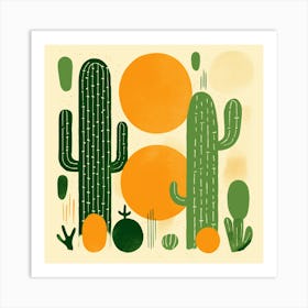 Rizwanakhan Simple Abstract Cactus Non Uniform Shapes Petrol 88 Art Print