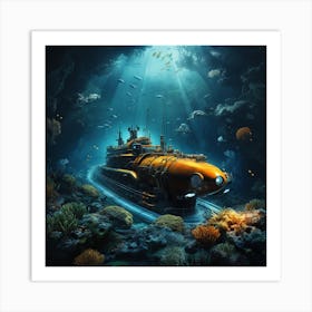 Underwater Submarine 1 Art Print