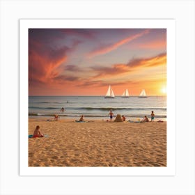 Sunset On The Beach 2 Art Print