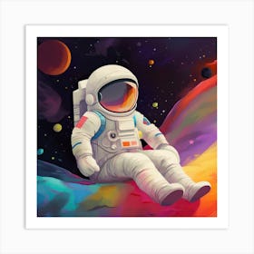 Astronaut Illustration Kids Room 4 Art Print