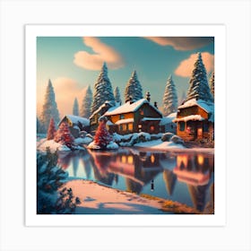 Winter Village Art Print