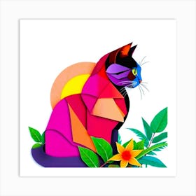 Origami Cat Art Print