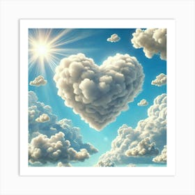 Fluffy White Heart Cloud Art Print