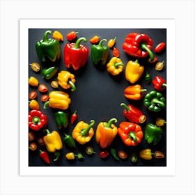 Colorful Peppers In A Circle 1 Art Print