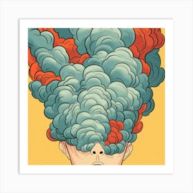 Man With A Head Full Of Clouds Art Print