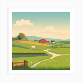 Farm Landscape - Farm Stock Videos & Royalty-Free Footage Art Print