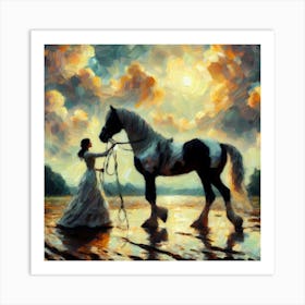 Woman And A Horse 2 Art Print