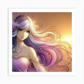 Anime Girl With Long Hair Art Print