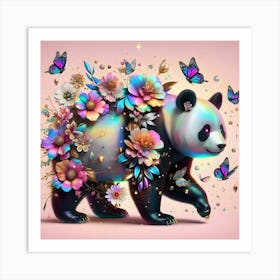 Panda Bear With Butterflies 1 Art Print