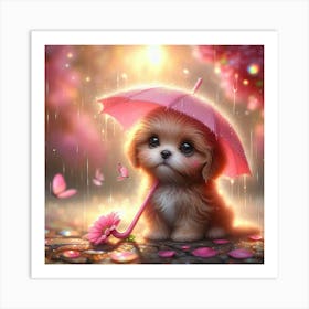 Puppy In The Rain 2 Art Print