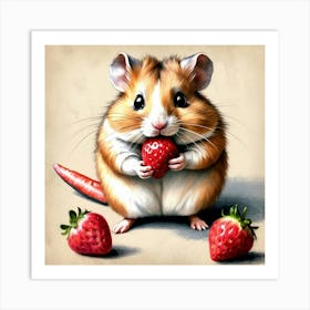 Strawberry Hamster 3 Art Print