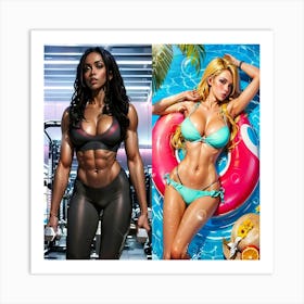 Two Women In Bikinis 25 Art Print