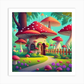 Mushroom House In The Forest Art Print