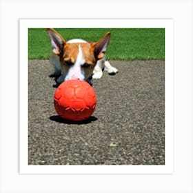 Dog Playing With A Ball Art Print