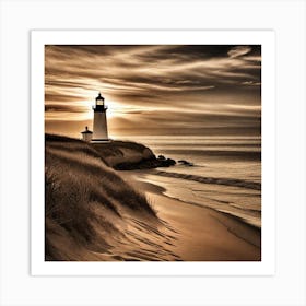 Lighthouse At Sunset 35 Art Print