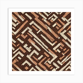 Brown And White Geometric Pattern, A Seamless Pattern, Flat Art, 182 Art Print