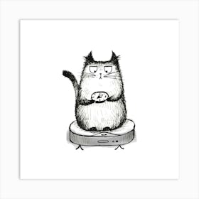 Cat On A cleaner Art Print