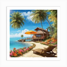 Beach House By The Sea Art Print