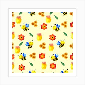 Bees And Honey Art Print