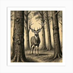 Deer In The Woods 11 Art Print