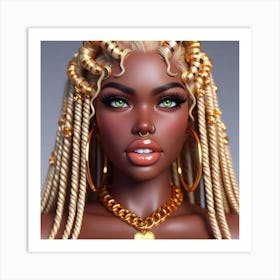 Black Woman With Braids Art Print