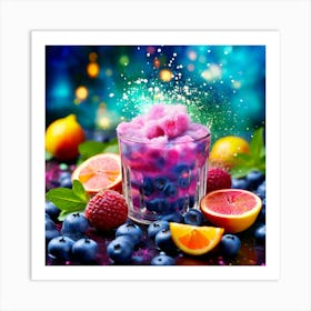 Firework Over A Blueberry Fruit Mash Up Art Print