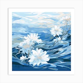 White Flowers In The Water Art Print