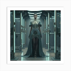 Futuristic Woman In Futuristic Dress Art Print