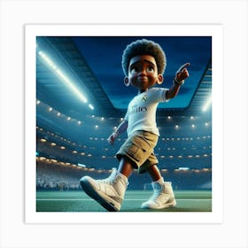 Boy On A Soccer Field Art Print