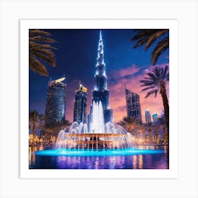 Dubai At Dusk Art Print