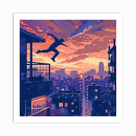 Sunset City Skyline Art Print