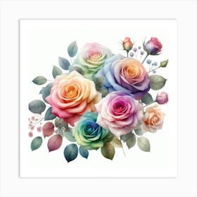 Rainbow roses 2 Art Print