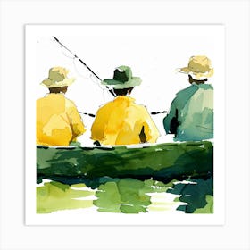 Fishing In A Canoe Art Print