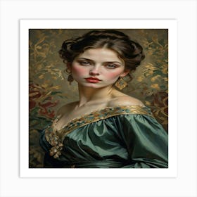 Lady In A Green Dress Art Print