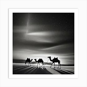 Camels In The Desert 3 Art Print