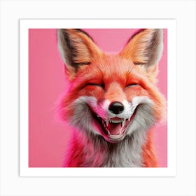 Fox On Pink Background Art Print