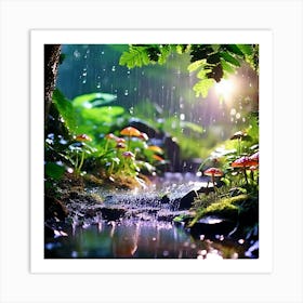 Waterfall In The Forest Art Print