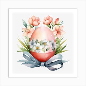 Easter Egg With Flowers Art Print