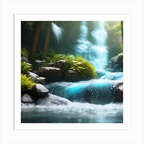 Waterfall In The Forest Art Print