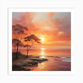 Sunset At The Beach Art Print