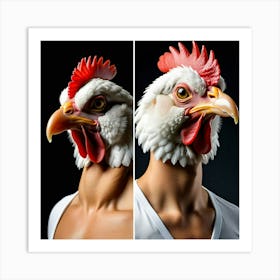 Human Chicken Face Hybrid Avian Anthropomorphic Humanoid Fowl Transformation Fantasy Ficti (2) Art Print