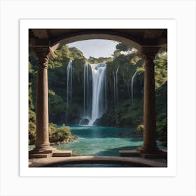 Surreal Waterfall Inspired By Dali And Escher 1 Art Print