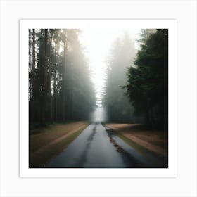 Foggy Forest Road Art Print