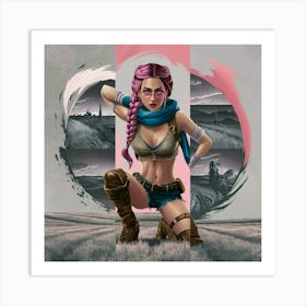 Girl With Pink Hair 2 Art Print